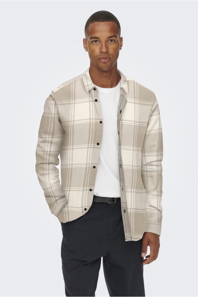 ONSGUDMUND LS CHECKED SHIRT NOOS 22007112 Antique White